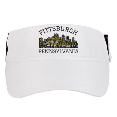 Pittsburgh Pennsylvania Sl City Skyline 412 Home Yinz Adult Drive Performance Visor
