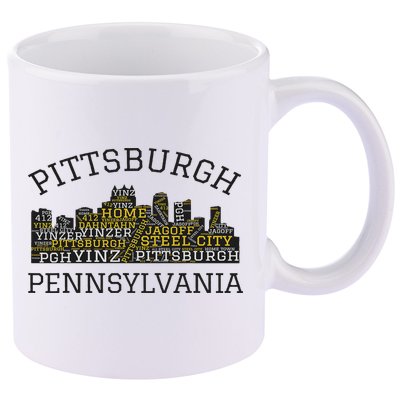 Pittsburgh Pennsylvania Sl City Skyline 412 Home Yinz 11oz C Handle Ceramic Mug