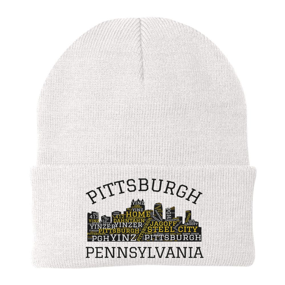 Pittsburgh Pennsylvania Sl City Skyline 412 Home Yinz Beanie
