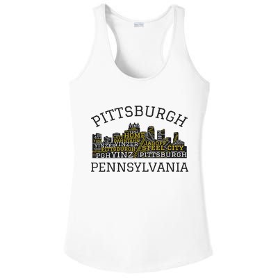 Pittsburgh Pennsylvania Sl City Skyline 412 Home Yinz Ladies PosiCharge Competitor Racerback Tank