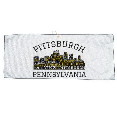 Pittsburgh Pennsylvania Sl City Skyline 412 Home Yinz Large Microfiber Waffle Golf Towel