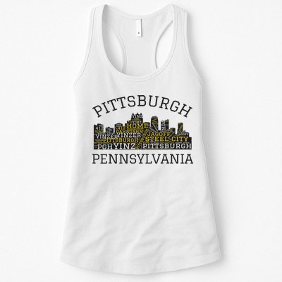 Pittsburgh Pennsylvania Sl City Skyline 412 Home Yinz Womens Tank Top