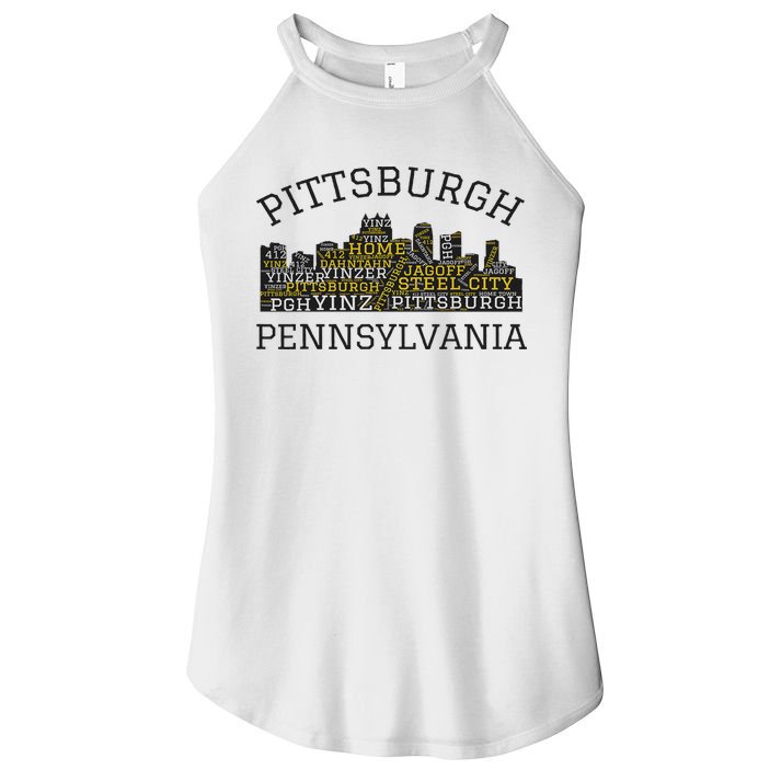 Pittsburgh Pennsylvania Sl City Skyline 412 Home Yinz Women's Perfect Tri Rocker Tank