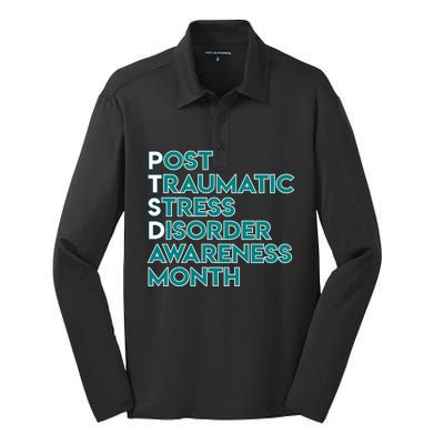 Ptsd Postgifttraumatic Stress Disorder Awareness Month Funny Gift Silk Touch Performance Long Sleeve Polo