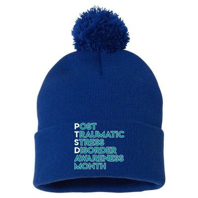 Ptsd Postgifttraumatic Stress Disorder Awareness Month Funny Gift Pom Pom 12in Knit Beanie