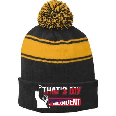 Patriotic Presidential Support Graphic Stripe Pom Pom Beanie