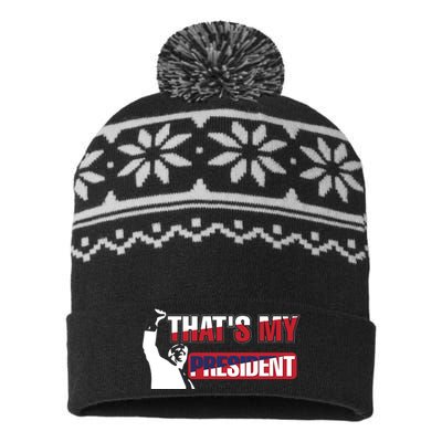 Patriotic Presidential Support Graphic USA-Made Snowflake Beanie