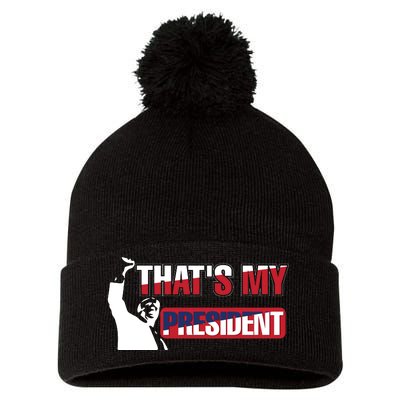 Patriotic Presidential Support Graphic Pom Pom 12in Knit Beanie