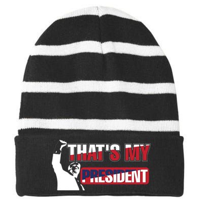 Patriotic Presidential Support Graphic Striped Beanie with Solid Band