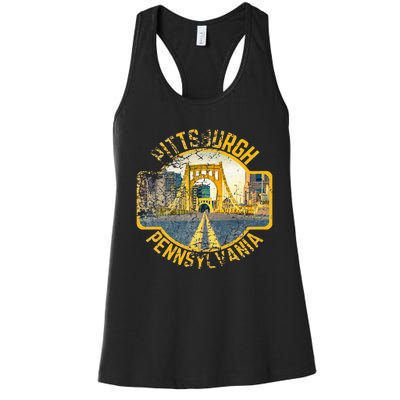 Pittsburgh Pennsylvania Sl City Skyline Photography 412 Women's Racerback Tank