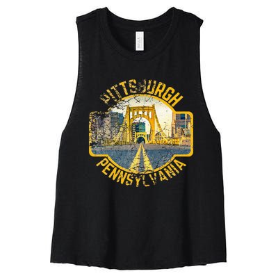 Pittsburgh Pennsylvania Sl City Skyline Photography 412 Women's Racerback Cropped Tank