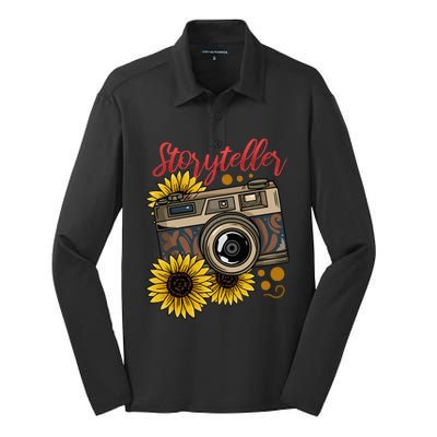 Photographer Photography Storyteller Camera Gift Silk Touch Performance Long Sleeve Polo