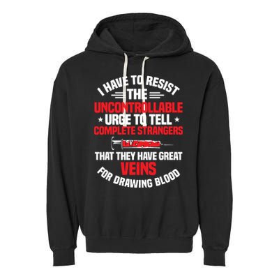 Phlebotomy Phlebotomist Syringe Needle Medical Technician Garment-Dyed Fleece Hoodie