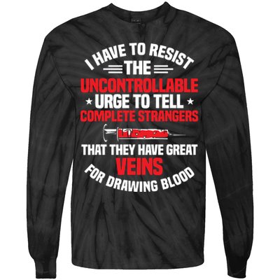 Phlebotomy Phlebotomist Syringe Needle Medical Technician Tie-Dye Long Sleeve Shirt