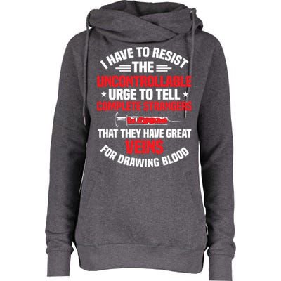 Phlebotomy Phlebotomist Syringe Needle Medical Technician Womens Funnel Neck Pullover Hood