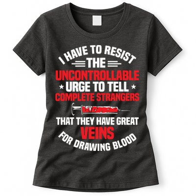 Phlebotomy Phlebotomist Syringe Needle Medical Technician Womens T-Shirt