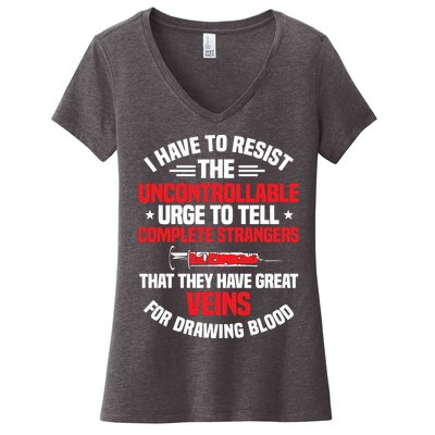 Phlebotomy Phlebotomist Syringe Needle Medical Technician Women's V-Neck T-Shirt
