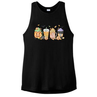 Plaid Pumpkin Spice Hello Fall Autumn Thanksgiving Ladies PosiCharge Tri-Blend Wicking Tank