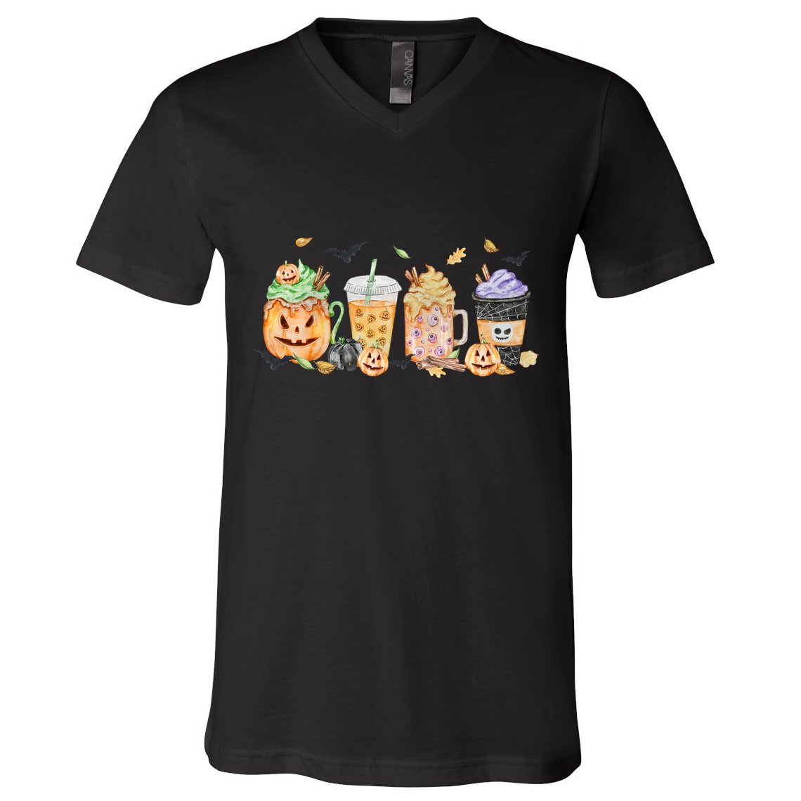 Plaid Pumpkin Spice Hello Fall Autumn Thanksgiving V-Neck T-Shirt