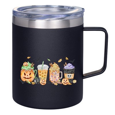Plaid Pumpkin Spice Hello Fall Autumn Thanksgiving 12oz Stainless Steel Coffee Mug