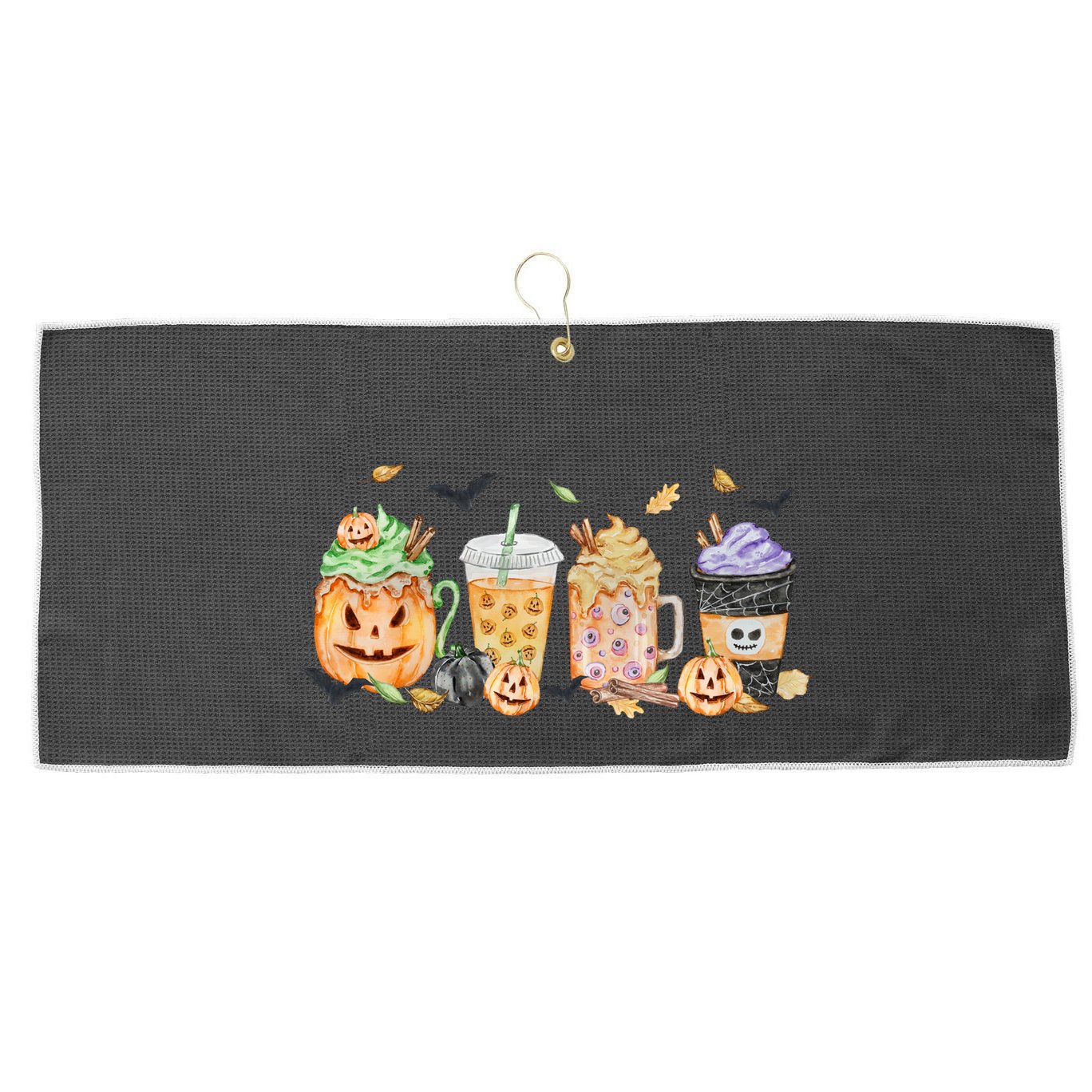 Plaid Pumpkin Spice Hello Fall Autumn Thanksgiving Large Microfiber Waffle Golf Towel