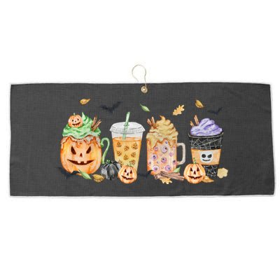 Plaid Pumpkin Spice Hello Fall Autumn Thanksgiving Large Microfiber Waffle Golf Towel