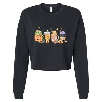 Plaid Pumpkin Spice Hello Fall Autumn Thanksgiving Cropped Pullover Crew