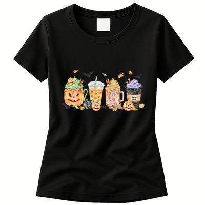 Plaid Pumpkin Spice Hello Fall Autumn Thanksgiving Womens T-Shirt