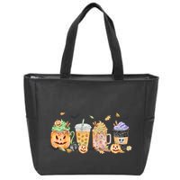 Plaid Pumpkin Spice Hello Fall Autumn Thanksgiving Zip Tote Bag
