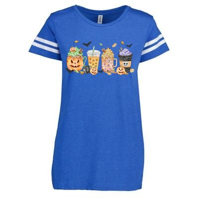 Plaid Pumpkin Spice Hello Fall Autumn Thanksgiving Enza Ladies Jersey Football T-Shirt