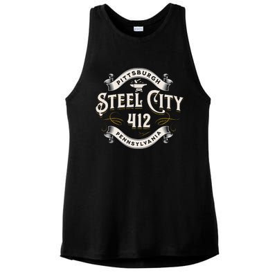 Pittsburgh Pennsylvania Steel City 412 Home Ladies PosiCharge Tri-Blend Wicking Tank