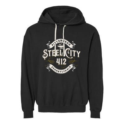 Pittsburgh Pennsylvania Steel City 412 Home Garment-Dyed Fleece Hoodie