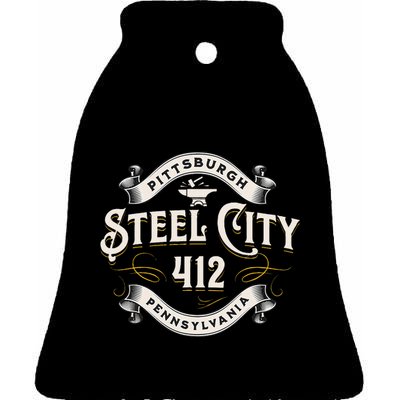 Pittsburgh Pennsylvania Steel City 412 Home Ceramic Bell Ornament