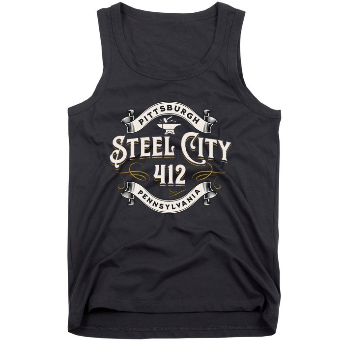 Pittsburgh Pennsylvania Steel City 412 Home Tank Top