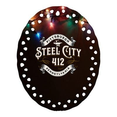 Pittsburgh Pennsylvania Steel City 412 Home Ceramic Oval Ornament