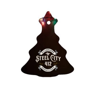 Pittsburgh Pennsylvania Steel City 412 Home Ceramic Tree Ornament