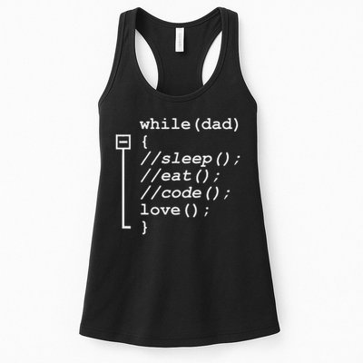 Programmer Papa Sleep, Eat, Code Funny Father's Day Women's Racerback Tank