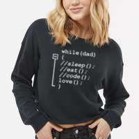 Programmer Papa Sleep, Eat, Code Funny Father's Day Cropped Pullover Crew