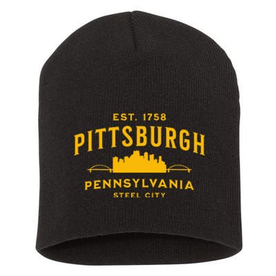 Pittsburgh Pennsylvania Steel City Skyline Bridges Home 412 Short Acrylic Beanie