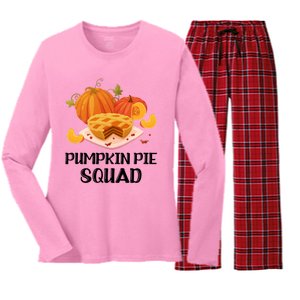 Pumpkin Pie Squad Funny Thanksgiving Day Gift Women's Long Sleeve Flannel Pajama Set 