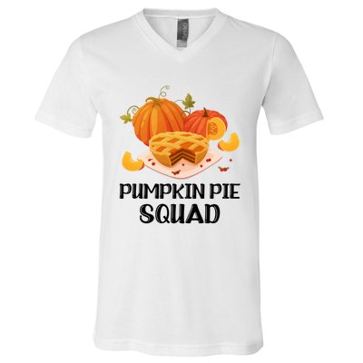 Pumpkin Pie Squad Funny Thanksgiving Day Gift V-Neck T-Shirt