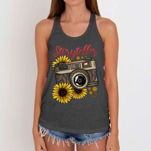 Photographer Photography Storyteller Camera Gift Women's Knotted Racerback Tank