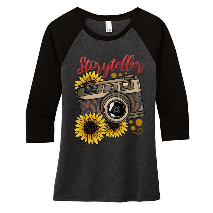 Photographer Photography Storyteller Camera Gift Women's Tri-Blend 3/4-Sleeve Raglan Shirt