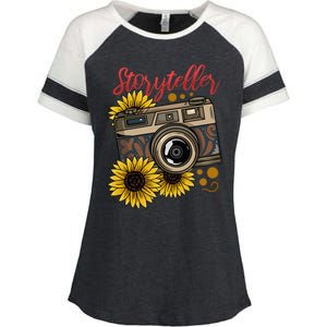 Photographer Photography Storyteller Camera Gift Enza Ladies Jersey Colorblock Tee