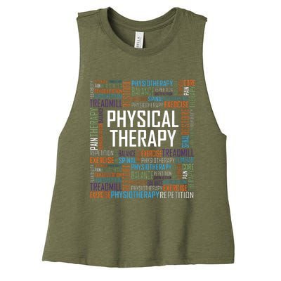 PT Physical Therapy Gift Words Therapist Month Women's Racerback Cropped Tank