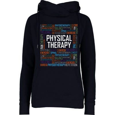 PT Physical Therapy Gift Words Therapist Month Womens Funnel Neck Pullover Hood