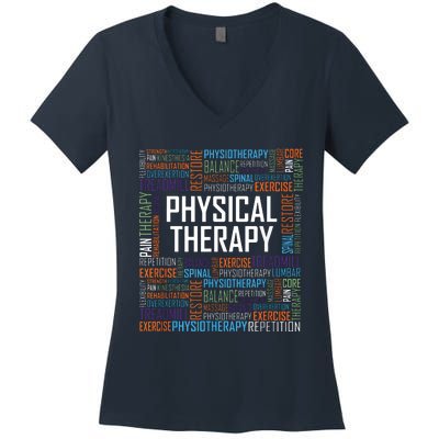 PT Physical Therapy Gift Words Therapist Month Women's V-Neck T-Shirt