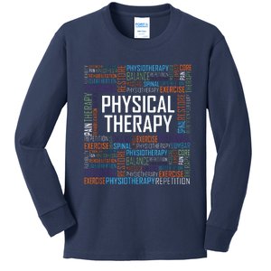 PT Physical Therapy Gift Words Therapist Month Kids Long Sleeve Shirt