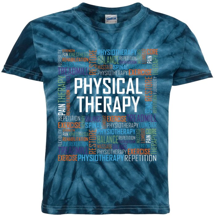 PT Physical Therapy Gift Words Therapist Month Kids Tie-Dye T-Shirt