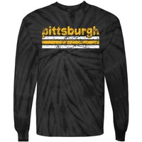 Pittsburgh Pennsylvania Three Stripe Vintage Weathered Tie-Dye Long Sleeve Shirt